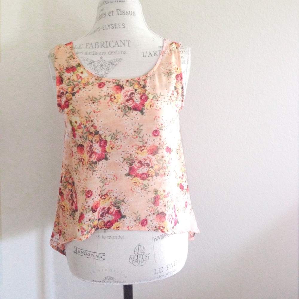 NWOT "Georgia Peaches" floral chiffon top